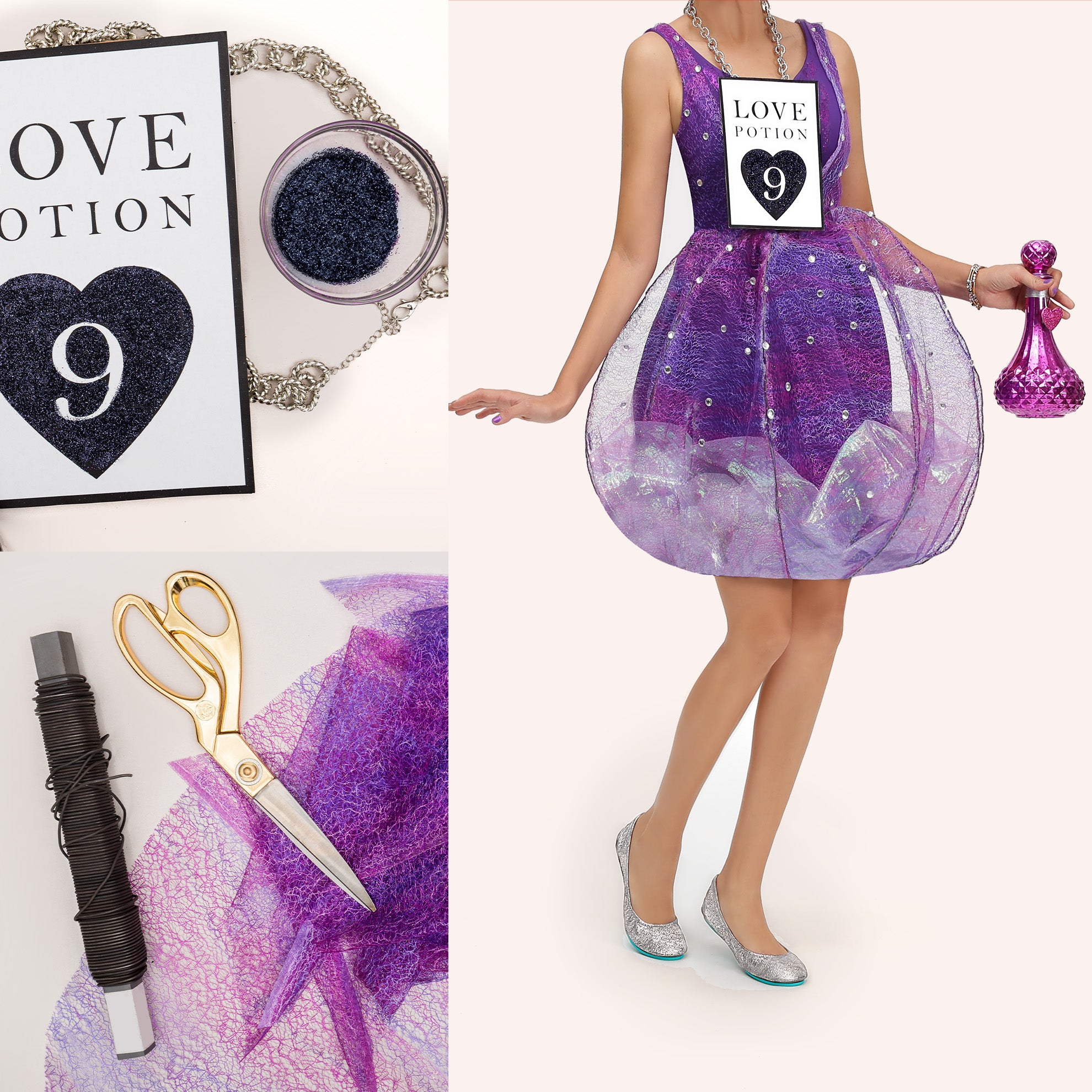 diy your own love potion #9 costume with tieks