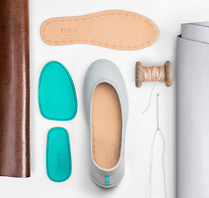 the components of tieks ballet flats