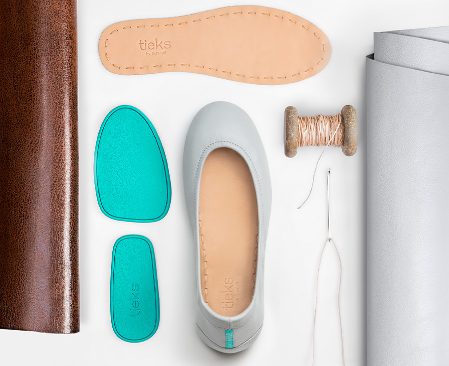 the components of tieks ballet flats