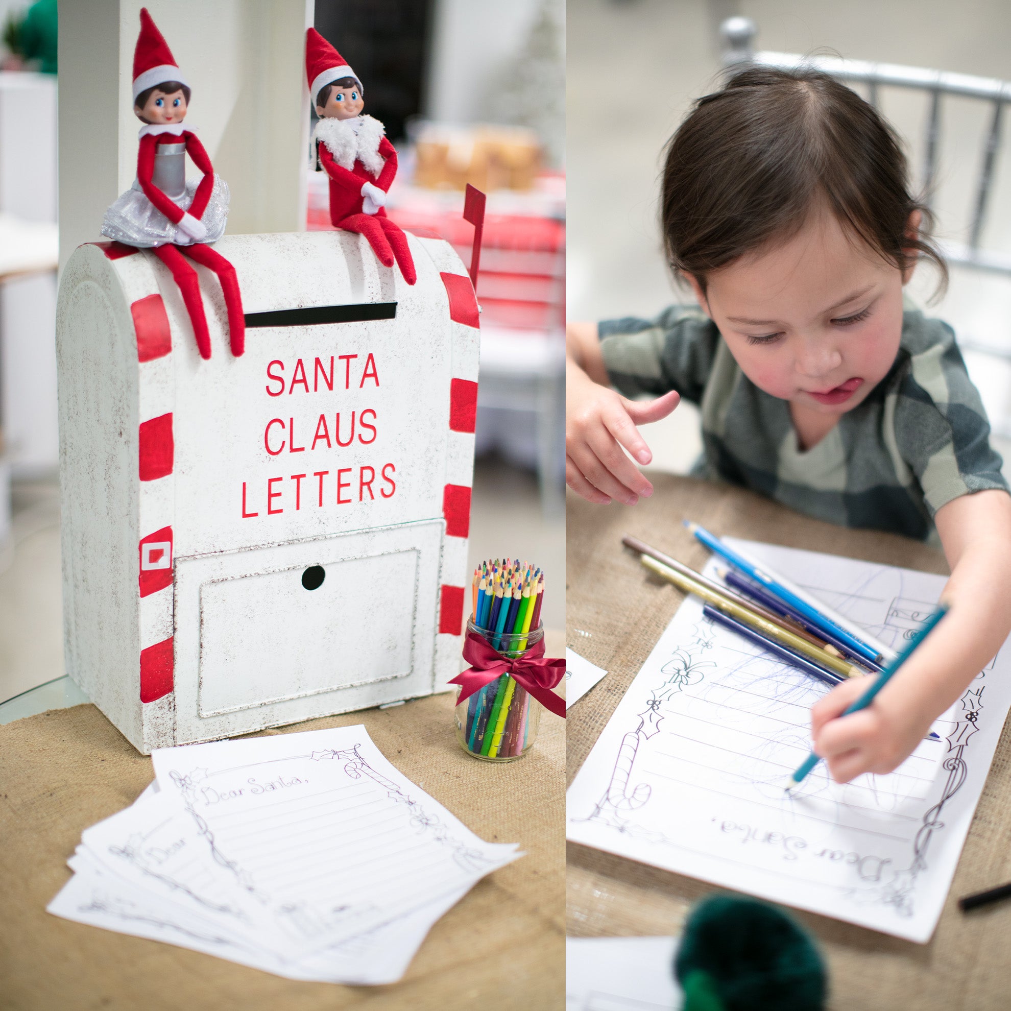 a little girl writing a letter to santa claus