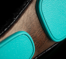 Close up of Tieks ballet flat outsole and signature Tiek Blue sole.