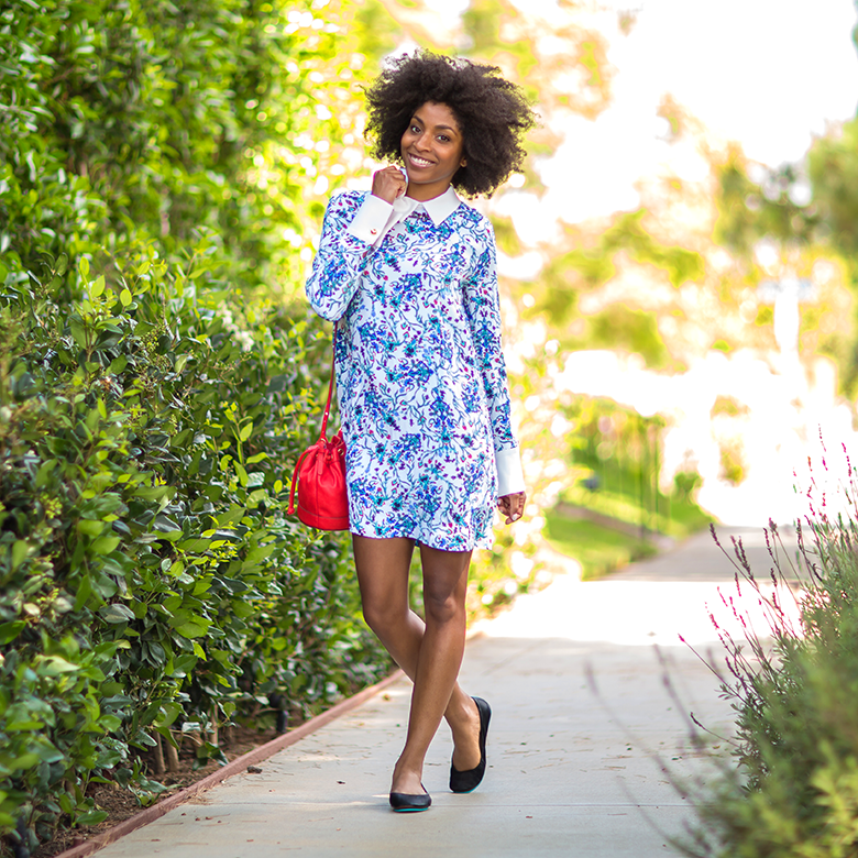 black tieks flats styled with floral dress