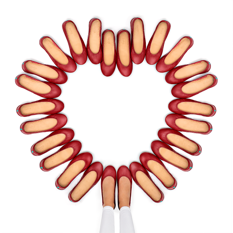 cardinal red tieks arranged in a heart shape to celebrate heart month